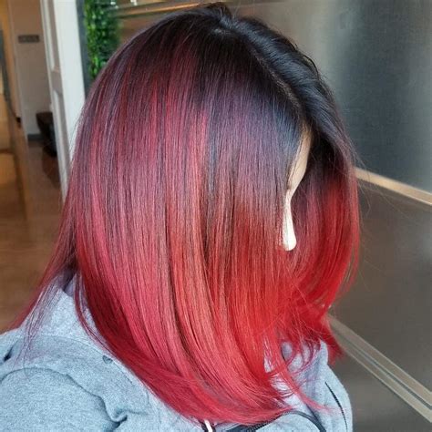 dark to red ombre|shoulder length red ombre hair.